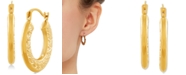 Macy's Greek Key Pattern Hoop Earrings in 14k Gold